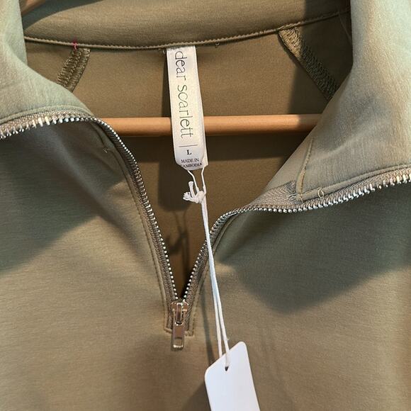 Dear Scarlett Large Sage Green Hamptons Quarter Zip Pullover NWT - Picture 5 of 11